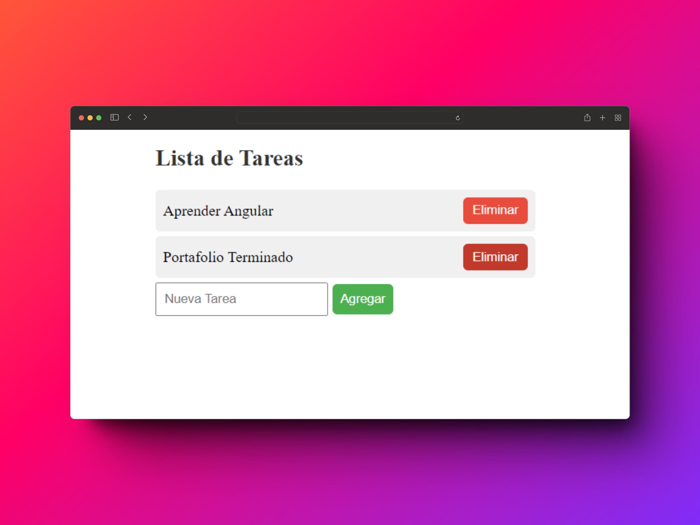 Imagen del proyecto Lista de Tareas